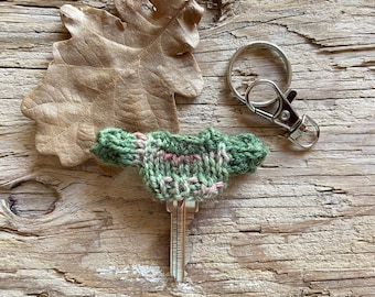 Green Pink Key Sweater- 1 Inch Across Chest- Handmade Tiny Sweater- Unique Gift- Sweater for Key- Key Cover