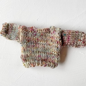 Handmade Miniature Knit Sweater – 1:6 Scale Doll Clothes- Green Pink Tweed