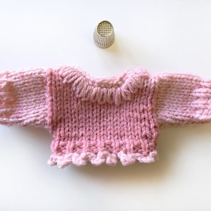 Miniature Pink Sweater- Doll Sweater- Bear Jumper- Miniature Clothes- Dolls, Bears- 3 Inches Across Chest