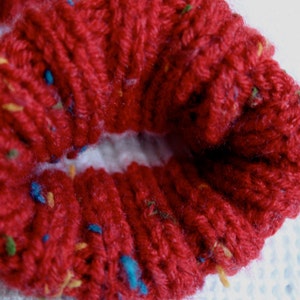 Red Preemie Baby Hat XS Knitted Boy or Girl Red White Stripes image 5