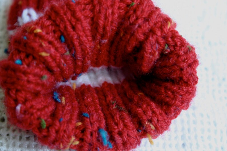 Red Preemie Baby Hat XS Knitted Boy or Girl Red White Stripes image 5