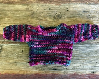 Miniature Knit Doll Sweater – Striped Wool Blend, 3.5-Inch Chest