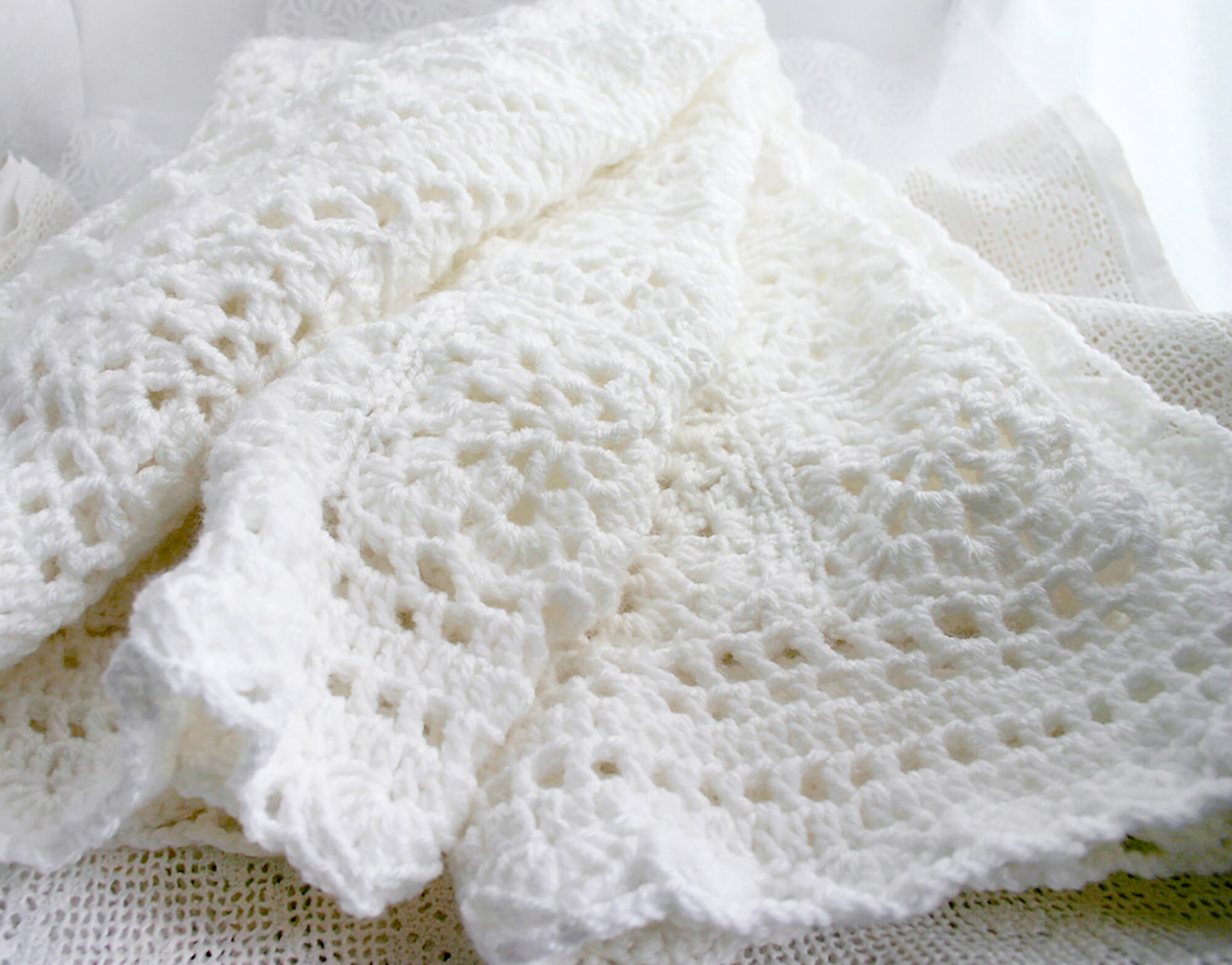 White granny square blanket clearance