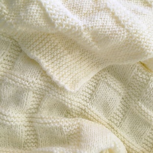 Antique White Blanket- Boy or Girl- Made To Order- Hand Knitted- Hand Made