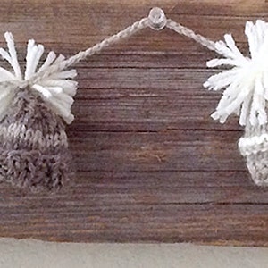 Knitted Garland 8 Hats Made To Order 5 Ft Garland White, Taupe Neutral Decor image 6