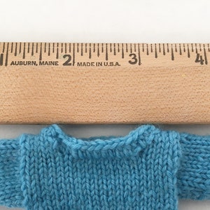 Miniature Knit Sweater Teddy Bear Sweater Bright Blue 2.25 inch Across Chest Doll Clothes image 7