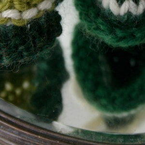 2 Green Miniature Hats Christmas Ornaments Elf Caps Dark Green, Lime Green image 4