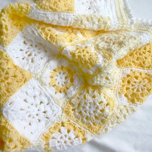 Yellow Crochet Baby Blanket-  Granny Squares- Handmade Blanket- Made To Order