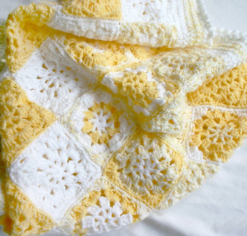 Crochet yellow blanket hotsell