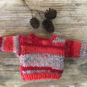 Miniature Sweater- Doll Sweater, Bear Clothes-  Red, Coral, Grey