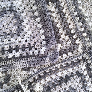 Crochet Baby Blanket- Grey, White- Granny Squares- 38x38-Baby Toddler Blanket- Boy or Girl