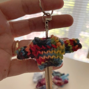 Key Sweater- 1 Inch Across Chest- Multicolor- Rainbow- Handmade Tiny Sweater- Unique Gift- Sweater for Key- Key Cover