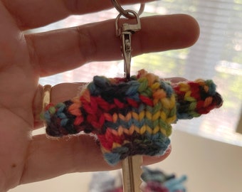 Key Sweater- 1 Inch Across Chest- Multicolor- Rainbow- Handmade Tiny Sweater- Unique Gift- Sweater for Key- Key Cover