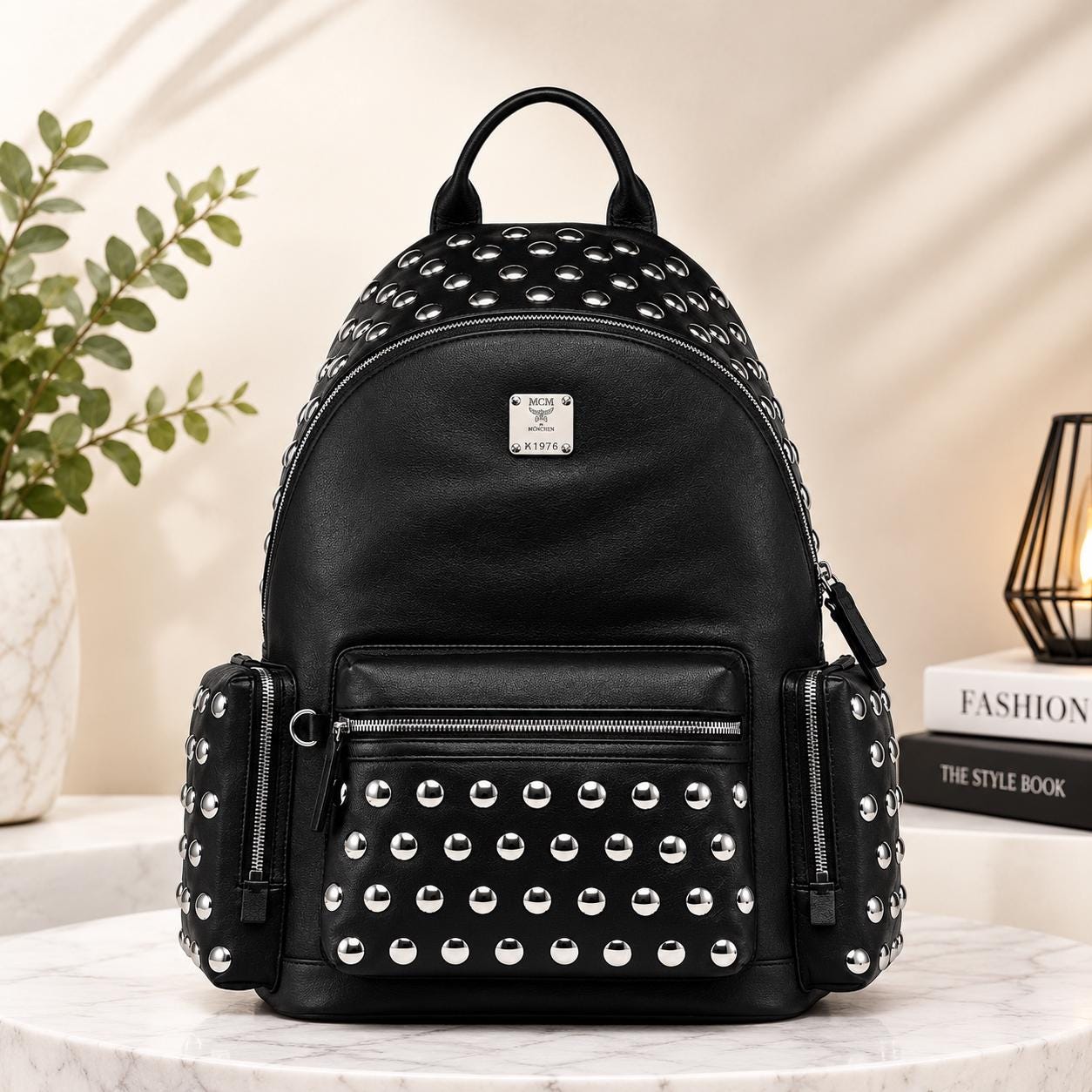 Leather Studded Backpack - Etsy
