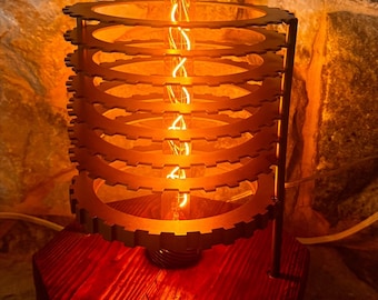 Automotive Table Lamp Made from Transmission Rings