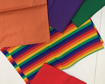 Rainbow Fabric Remnants colorful Quilting Crafting Sewing Fabric