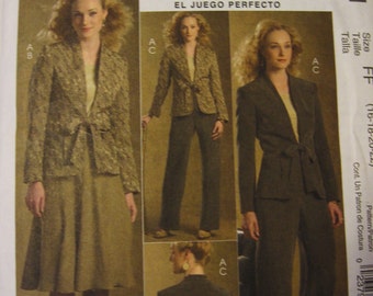 McCalls Womens Pattern M5481  The Perfect Suit, Jacket Skirt Pants Size 16 18 20 22 OOP Uncut Plus