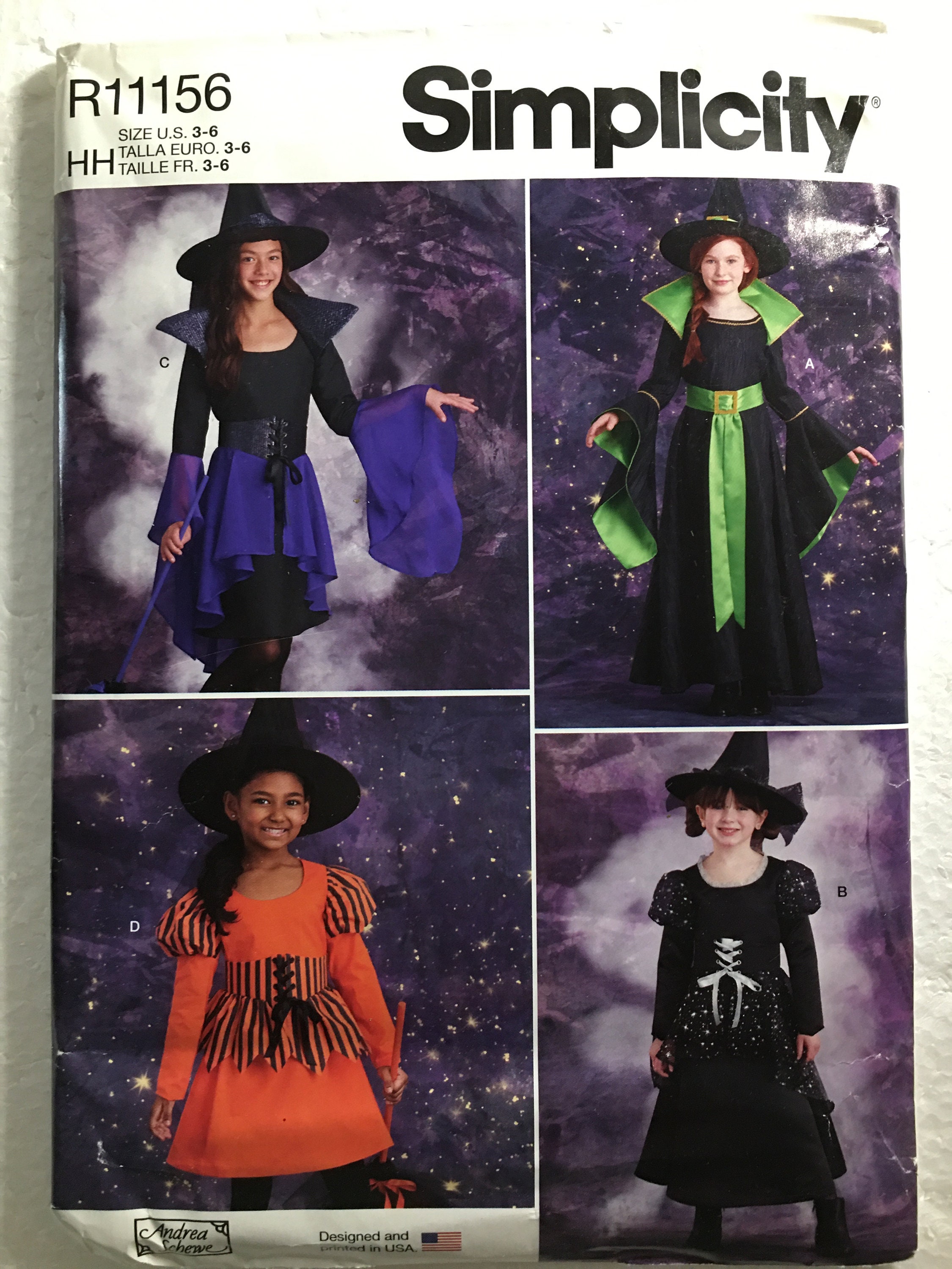 Simplicity Girls Witch Halloween Costume Sewing Pattern Sewing Pattern ...