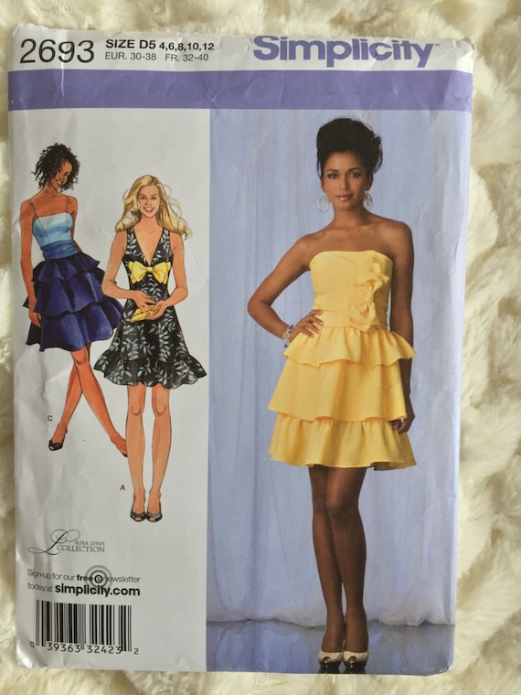 Simplicity Womens Cocktail Evening Party Dress Sewing Pattern 2693 Size 4 6  8 10 12 UC FF Uncut
