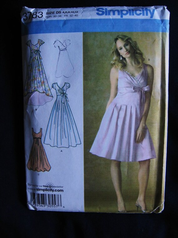 Simplicity Misses Empire Waist Party Formal Dress Gown Sewing Pattern 3783 UC Uncut FF 4 6 8 10 12 Simplicity Misses Empire Waist Party Formal Dress Gown Sewing Pattern 3783 UC Uncut FF 4 6 8 10 12