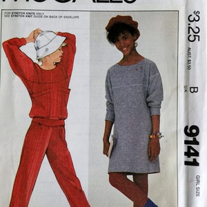 McCall&#39;s The GAP Fashion Girls Dress, top and Pants 1980&#39;s #9141 Sewing Pattern UC FF size Large 12 14