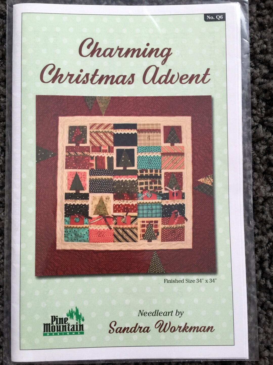 Charming Christmas Advent Wall Quilt Pattern 34 X 34 UC FF Uncut ...
