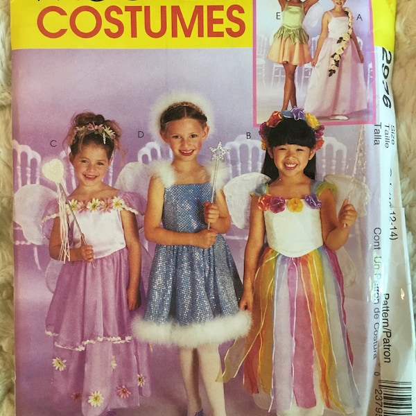 Girls Fairy Costumes Wings Dress Up Pageant Ballerina Playtime Sizes 10 12 14 McCalls Costumes Sewing Pattern P256/2976 UNCUT