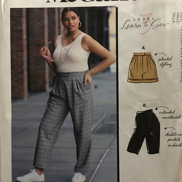 McCalls Misses Loose Fitting Pants and Shorts Sewing Pattern R11023 UC Uncut FF Size 26w 28w 30w 32w