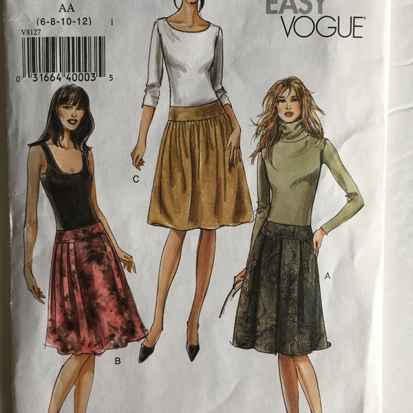 Very Easy Vogue Misses A Line Skirt Below Mid Knee Sewing Pattern v8127 Size 16 8 10 12 UC Uncut FF