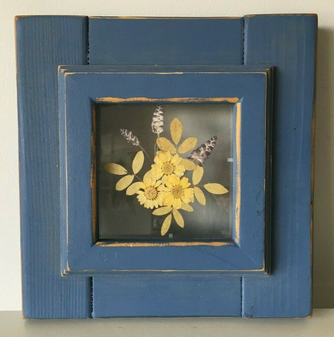 Pressed Flowers Under Glass W/wood Frame 10x10x2 Wall Etsy