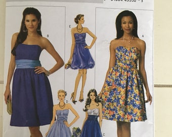 Butterick Misses Womens Strapless Evening Formal Dress Sewing Pattern B5457 Uncut Size 6 8 10 12  FF