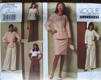 VOGUE Wardrobe Misses Womens Jacket Top Skirt and Pants Suit Sewing Pattern v1166  Sz 6 8 10 12 Uncut