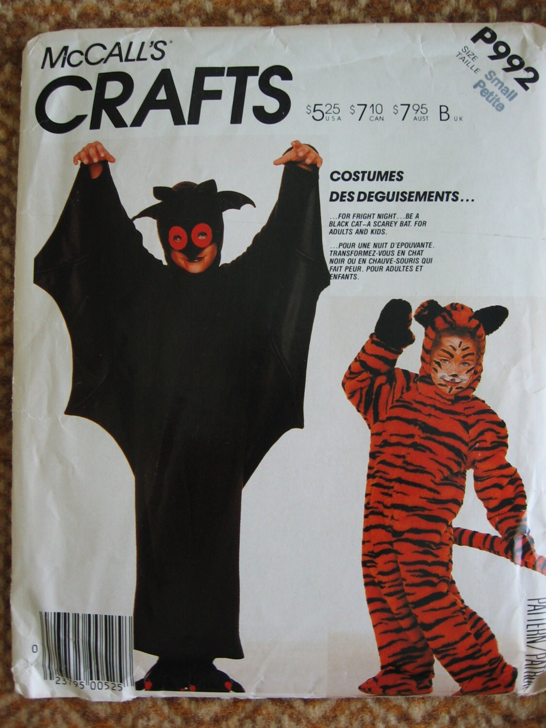 Mccalls Adult Teens Bat Tiger Costume Mens Misses Pattern P992 Etsy
