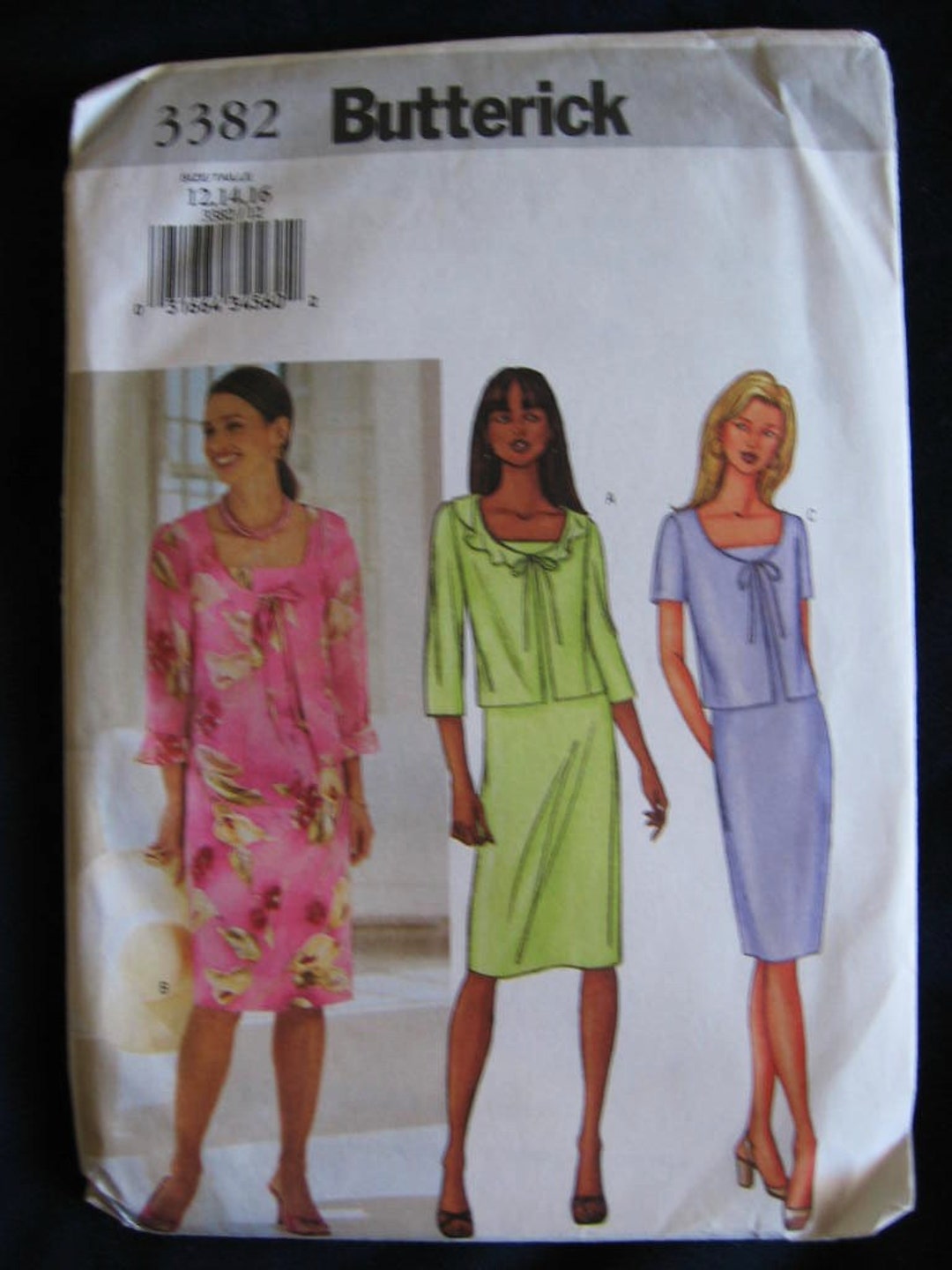 Butterick Misses Jacket and Dress Sewing Pattern 3382 Size 12 14 16 UC ...