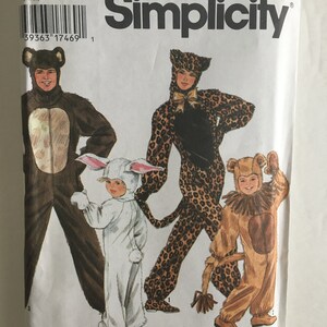 Simplicity Adult Halloween Costume Sewing Pattern  9983 Bear Bunny Leopard Lion size s m l 32 34 36 38 40 42 UC Uncut FF