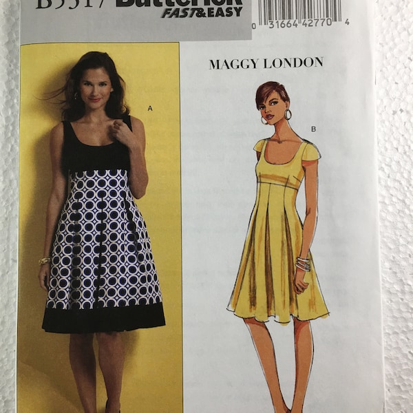 Butterick Misses Womens Empire Waist Dress Sewing Pattern B5317 Uncut Size 8 10 12 14  UC FF