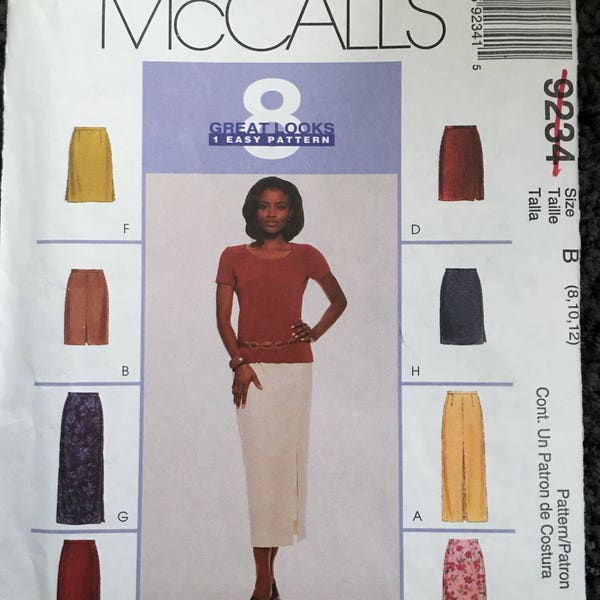 McCalls Womens Misses Skirts in Two Lengths Sewing Pattern 9234 Size 8 10 12 Uncut UC FF
