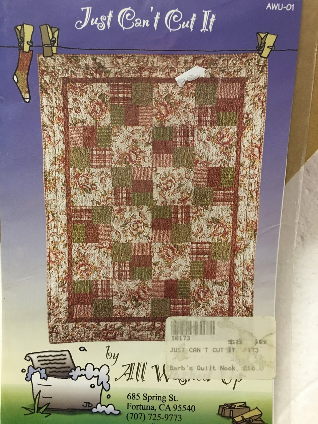 Just Can't Cut It Pieced Quilt Pattern UC FF Uncut Quilting Lap Baby