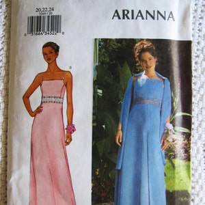 Butterick Misses Dress Gown Stole Formal Sewing Pattern 3369 Size 20 22 24 Plus UC Uncut Arianna