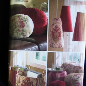 Butterick Room Accessories Light Lamp Shade Pillow Storage Container Sewing Pattern B5230 UC Uncut FF