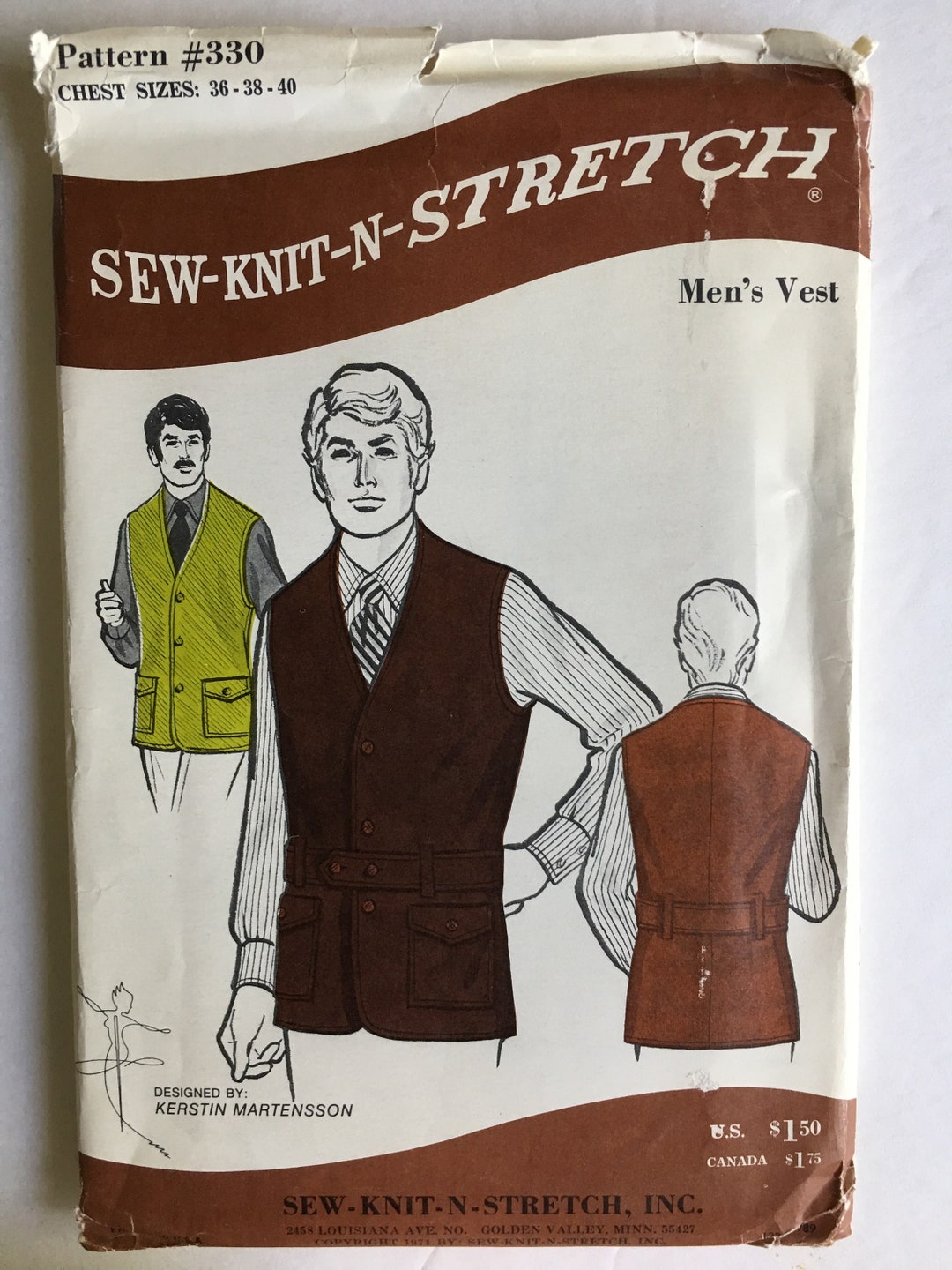 Sew Knit N Stretch Mens Vest Sewing Pattern 330 UC Uncut FF Etsy UK