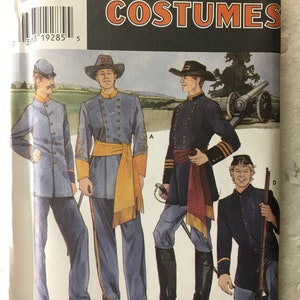 Simplicity 7274 Civil War North & South Military Soldier Uniform Costume Reenactment Mens Size XS S M L XL 30 32 34 36 38 40 42 44 46 48