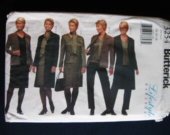 Butterick Misses Jacket Top Dress Skirt Pants Suit Sewing Pattern 3254 Uncut UC FF Size 14 16 18