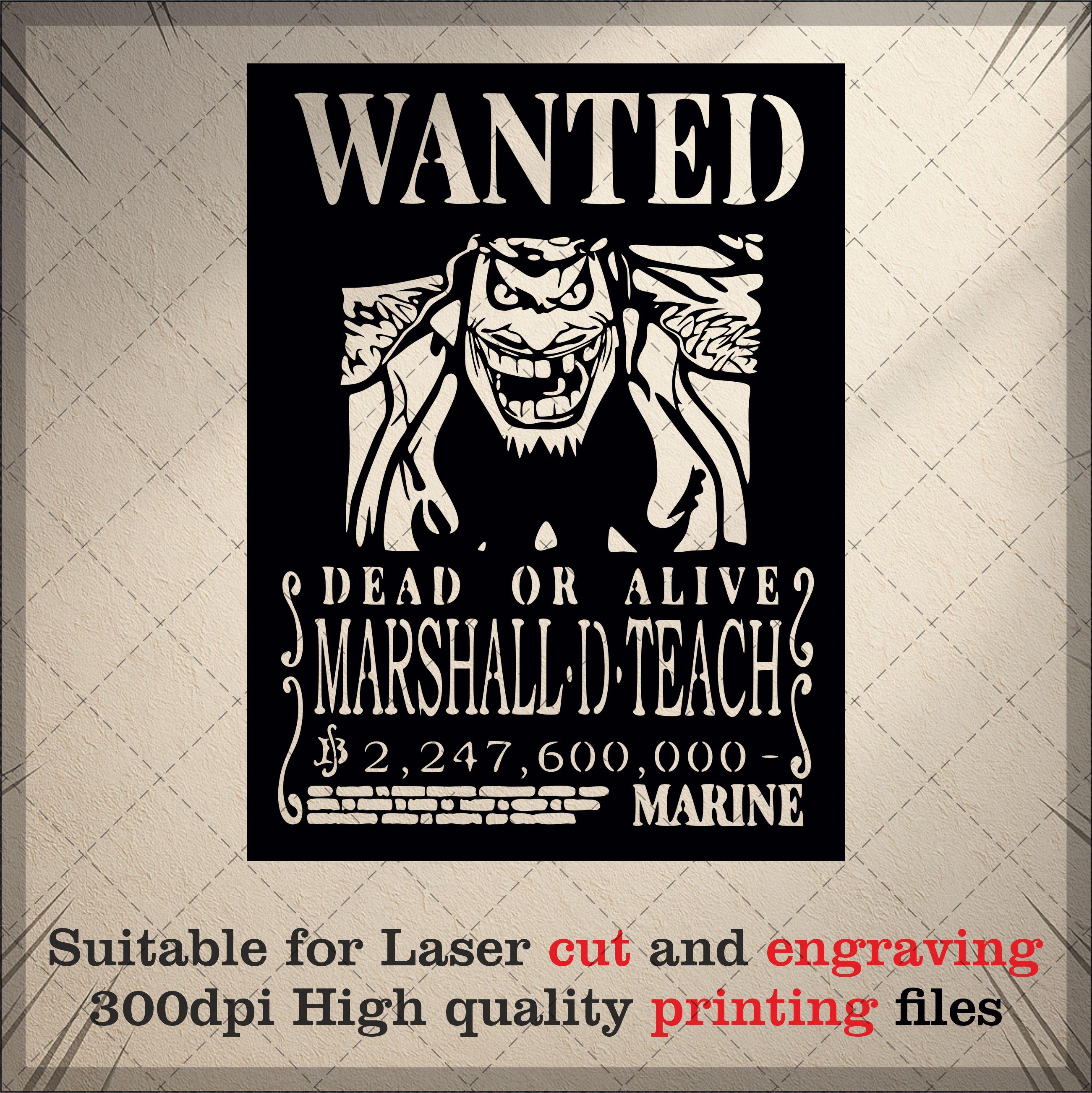 Wanted Signcut Anime Wanted Poster SVG - Black and White Anime Character Art - Cut ...