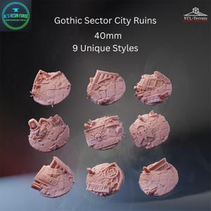 Base Toppers de 40 mm - Ruinas de la ciudad del sector gótico - Terreno STL