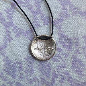 Silver Circle Necklace 18 Length Black Cord with Clasp and Extender image 3