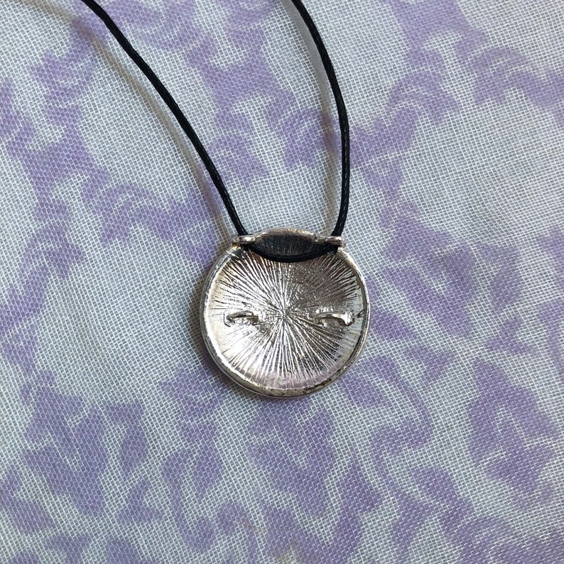 Silver Circle Necklace 18 Length Black Cord with Clasp and Extender image 3