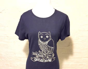 Womens T-shirt - Screen Printed, The Pearly Owl, Handmade