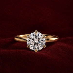 2ct Round Solitaire Moissanite Diamond Ring ,Engagement Ring, 14kt Solitaire Gold Ring, Anniversary Ring, Perfect Gift For All Occasion..