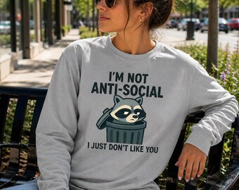 Raccoon Trash Can Shirt, Sarcastic Introvert Humor Tee, Funny Saying Graphic Top